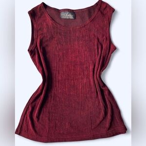 90s Artex Womens Burgundy Sleeveless Swirl Spiral Texture Top Grunge Medium